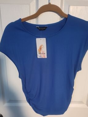 PrettyGarden Royal Blue Short Sleeve Knit Top